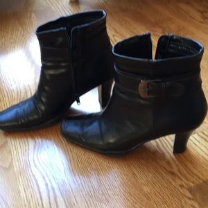 Black low heel boots